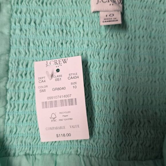 J.Crew‎ factory NWT linen blend midi dress preppy coastal Mint Green Size 10 - Picture 5 of 5